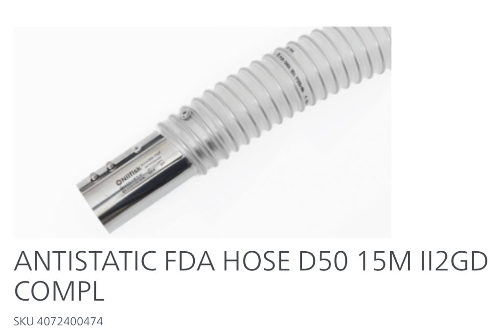 ANTISTATIC FDA HOSE D50 15M II2GD COMPL - ScrubVac